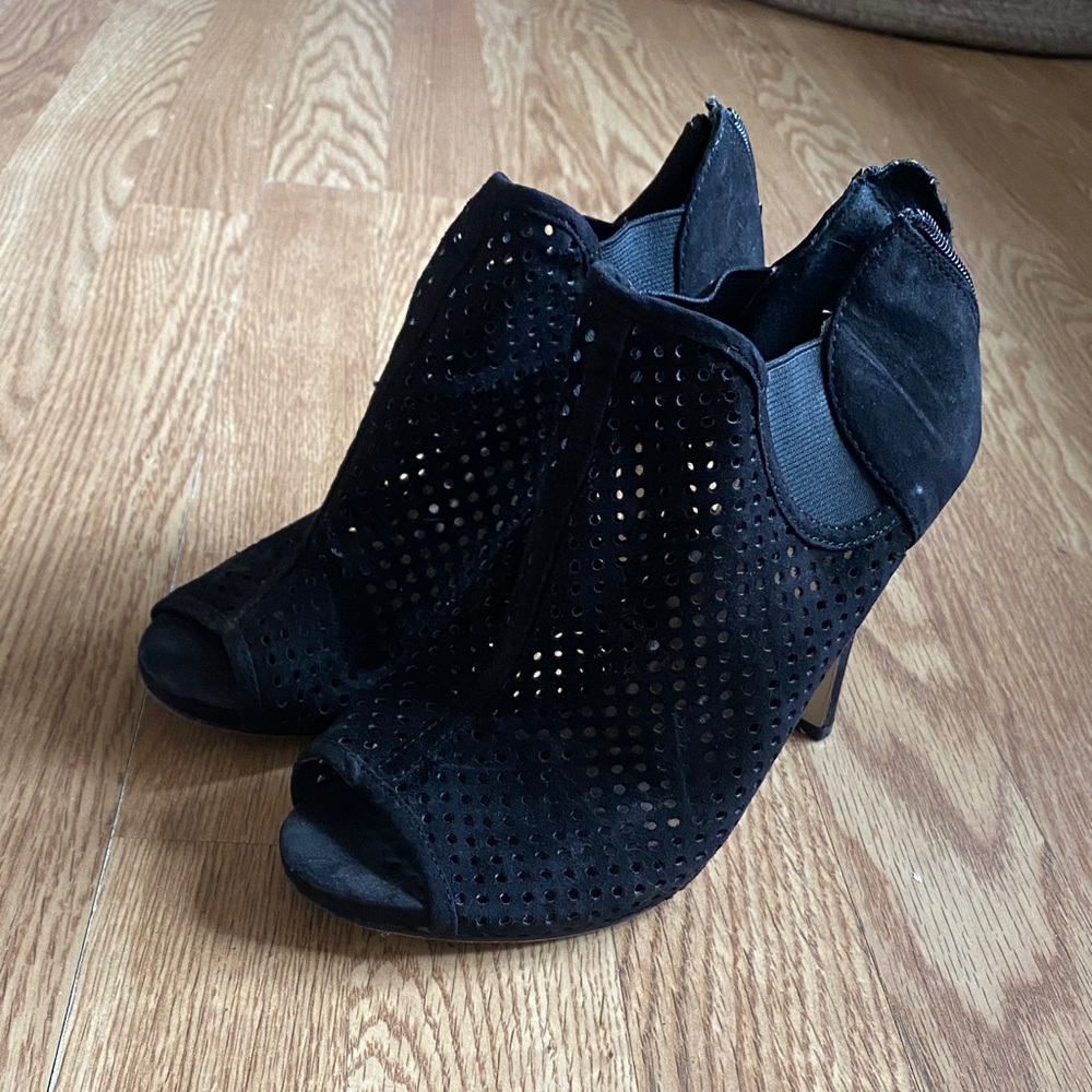 Madden Girl Black Perforated Peep-Toe Heel Booties